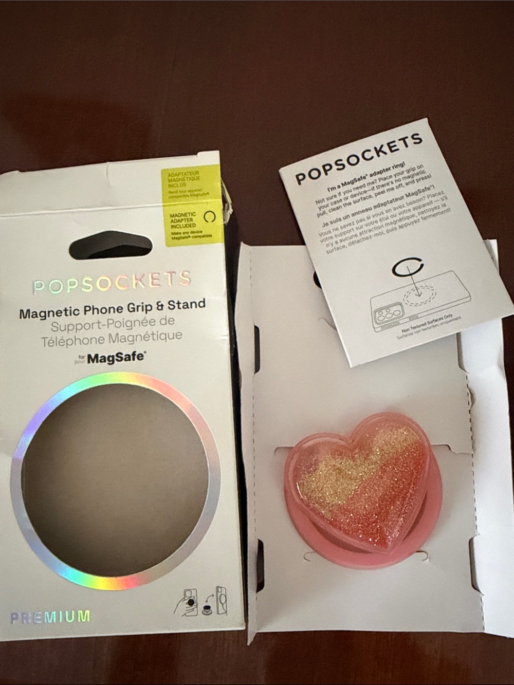 PopSocket Heart Magnetic Phone Grip & Stand - Pink with Gold Glitter